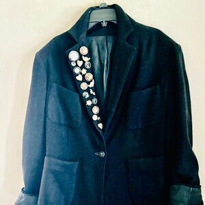 Vintage Black Wool  Jacket Hobo Style Size 4-6